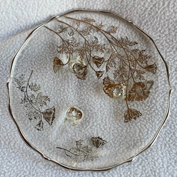 Silver City Flanders Poppy Sterling Silver on Clear Glass Footed Dish - Picture 8 of 12